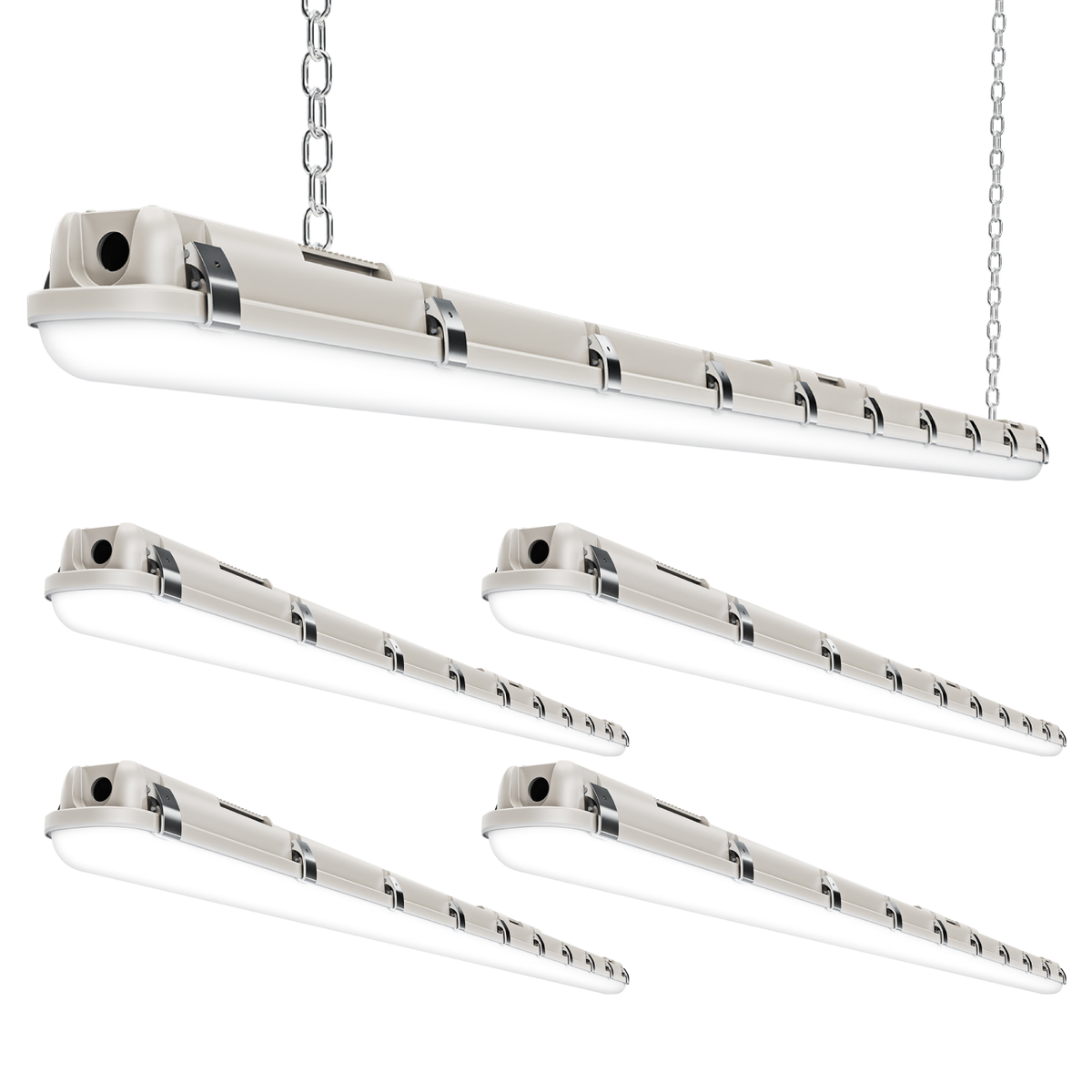 8ft LED Vapor Tight Fixture, 90W/75W/60W, Selectable Wattage & CCT, 11700 Lumens