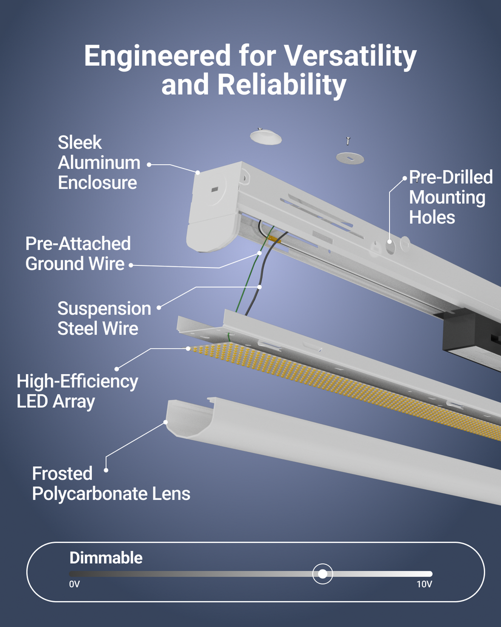 The strip light is crafted and engineered for long-lasting, high performance.