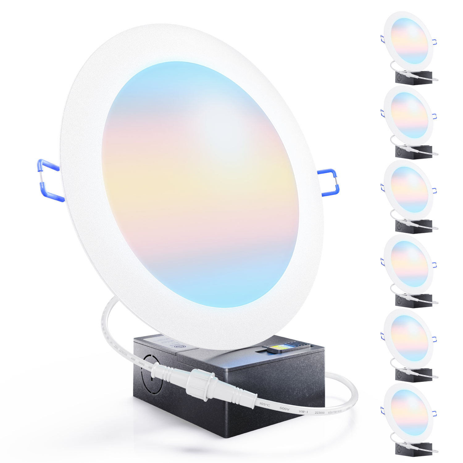 Recessed LED Lighting, 8 Inch, Slim, Wafer Thin, Selectable CCT, 1350 Lumens