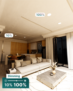 Seamless dimming capabilities (100%-10%) to fit any mood or decor. Our slim downlights give off sunlight-like quality for true color rendering.