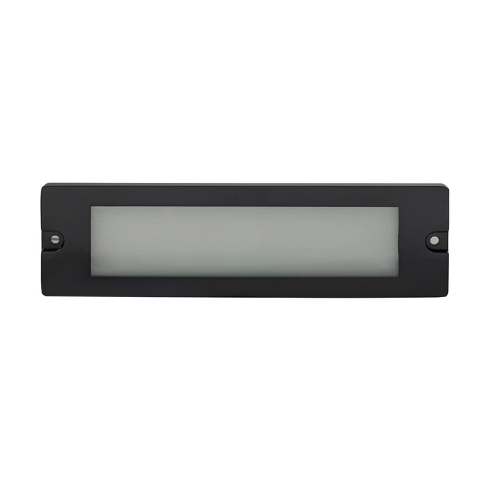 Black lensed brick step light - front product view