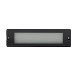 Black lensed brick step light - front product view