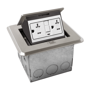 Enerlites 1-Gang Pop-up GFCI Duplex Floor Box, Round, 20A, 125V, Brass (Enerlites 961501-C-GFCI - View #10
