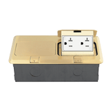Enerlites Two-Gang Pop-Up Floor Box Kit with 20A Decorator Duplex Tamper & Weather Resistant Receptacle
