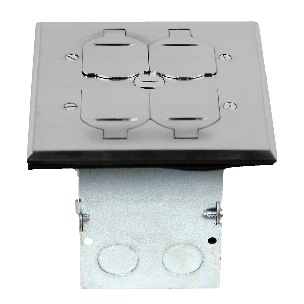 Enerlites Two-Gang Floor Box Kit with Flip Lid Cover, 20A Duplex Tampe ...