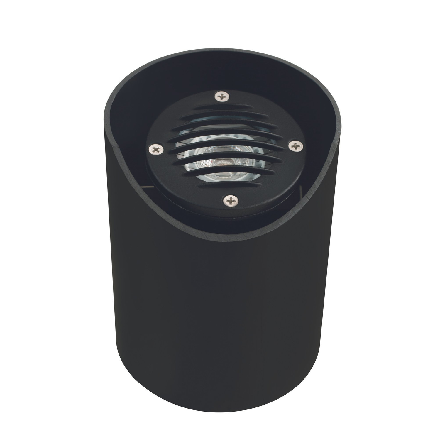 Black louvered shielded-sleeve well light