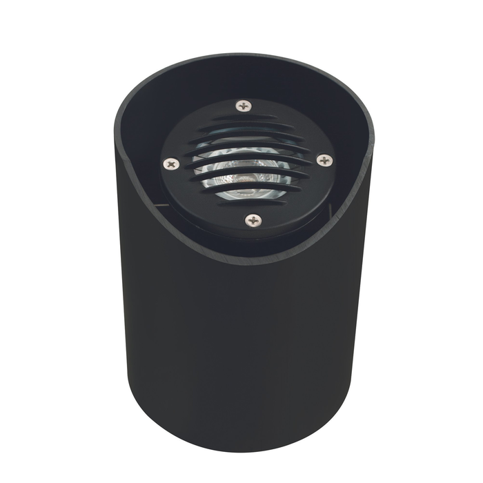 Black louvered shielded-sleeve well light