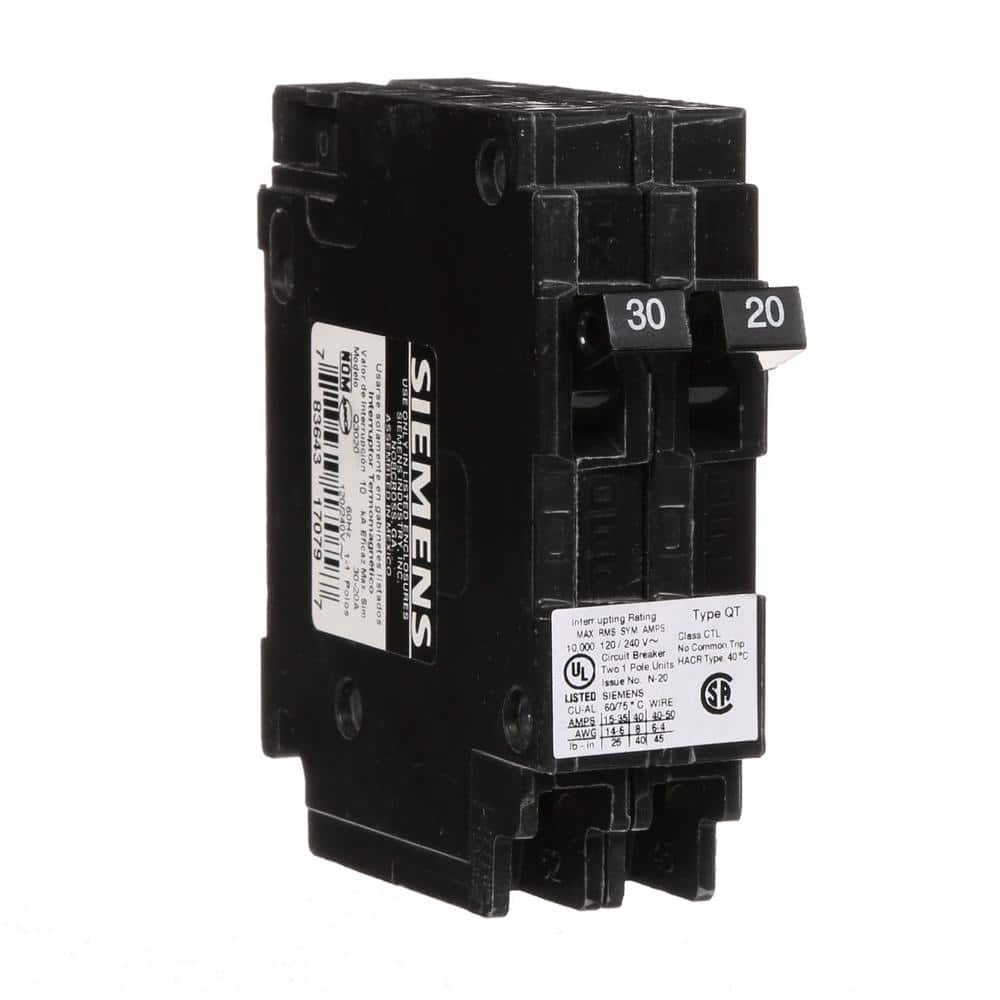 Siemens Type QT Tandem Circuit Breaker, model Q2020U, product label detail, image 23