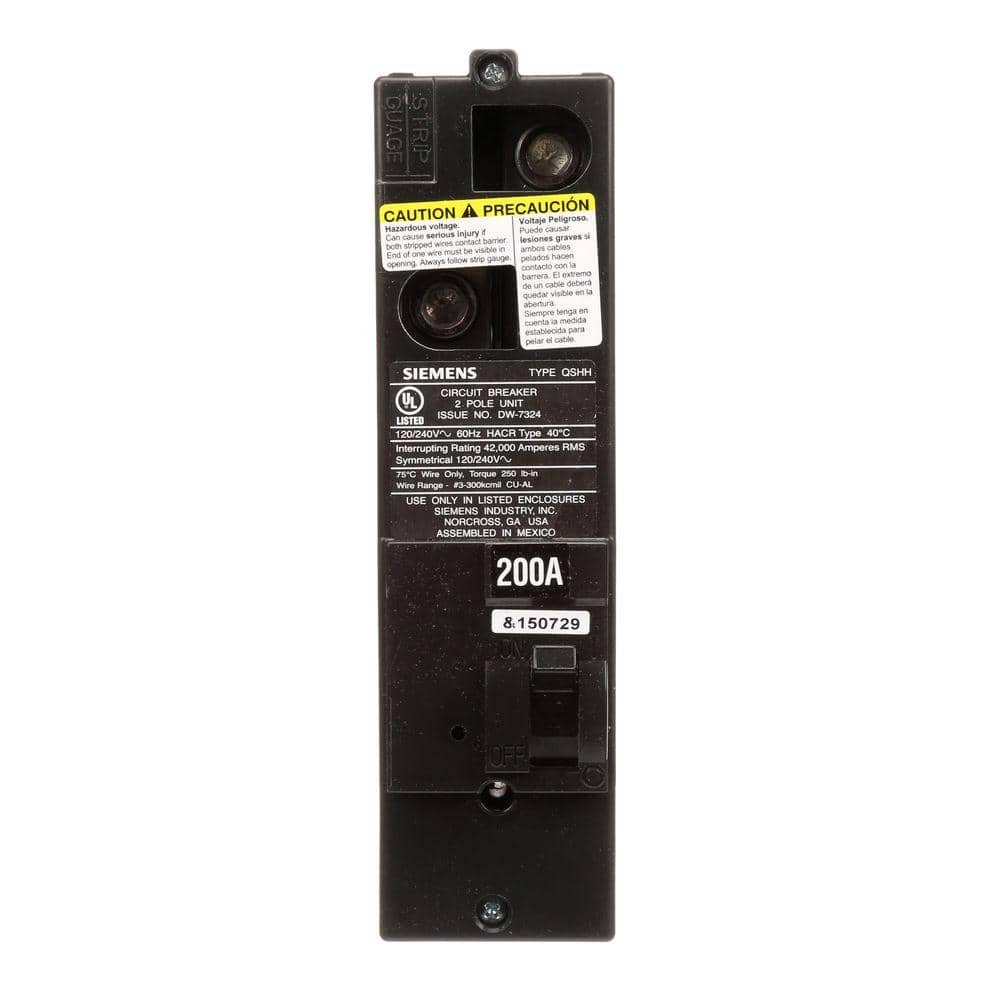 Siemens Type QSH Multi-Family Main Breaker, model QSH2200, product label detail, image 3