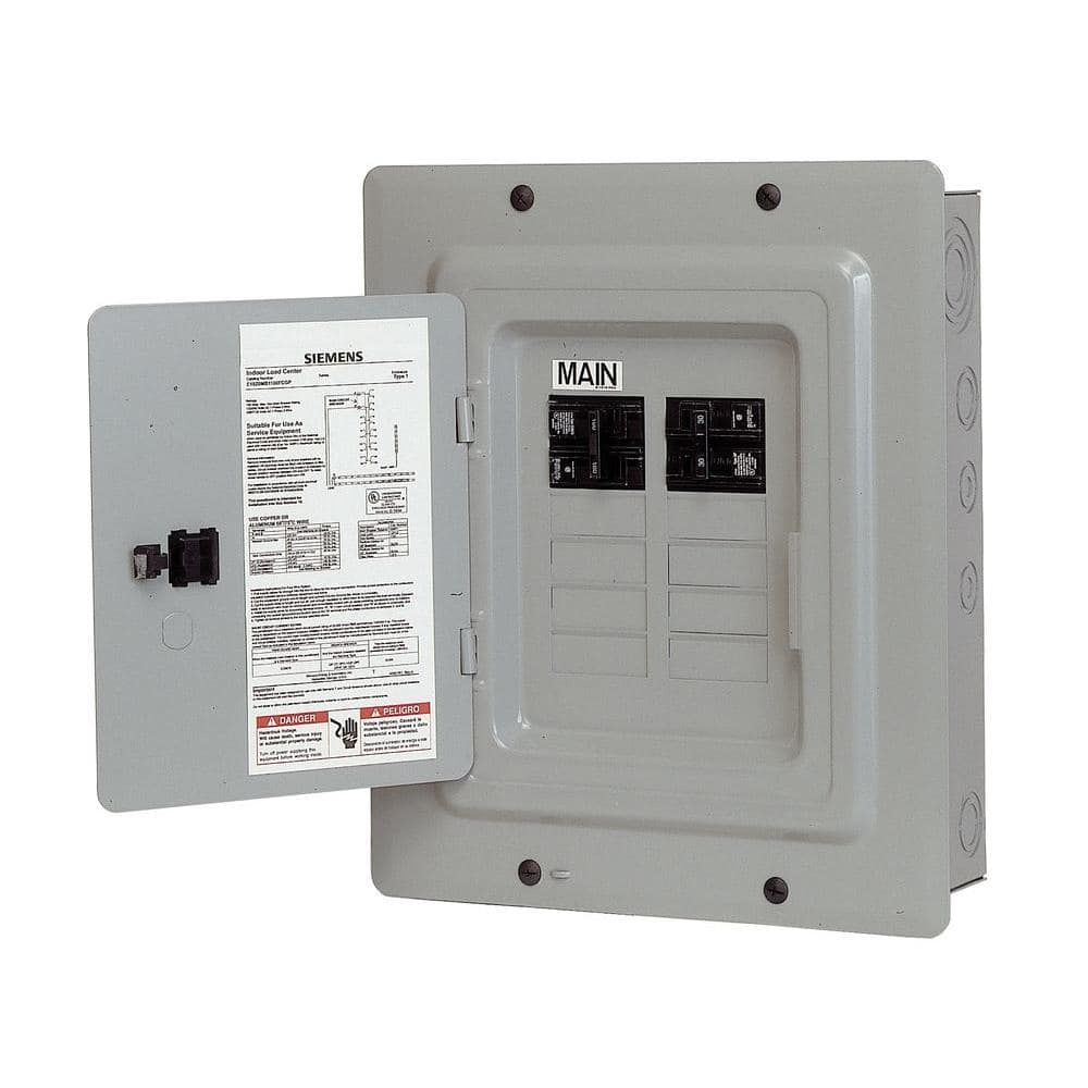 Siemens 100 Amp 10-Space 20-Circuit Main Breaker Load Center Renovation Value-Pack, model E1020MB1100FCGP, product view