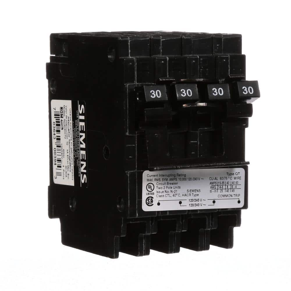 ORIGINAL : Siemens Type QT Quadplex Circuit Breaker, model Q22020CT2, product label detail, image 25