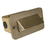 Brass Hooded Glass Lens Step Light, Recessed, 5-1/8 Inch, Antique Bronze, 210 Lumens