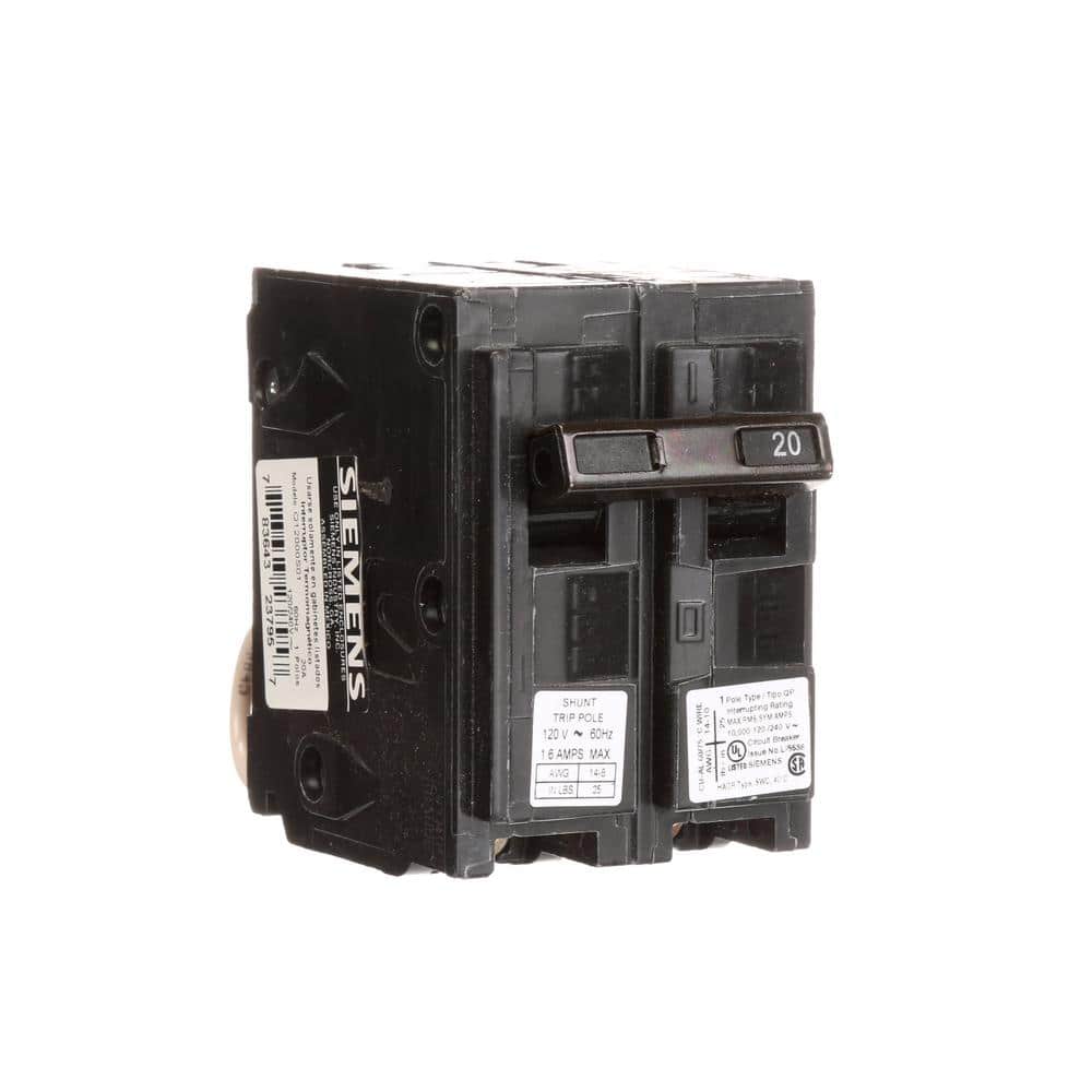 Siemens Type QP Circuit Breaker with Shunt Trip, model Q12000S01, product label detail, image 16