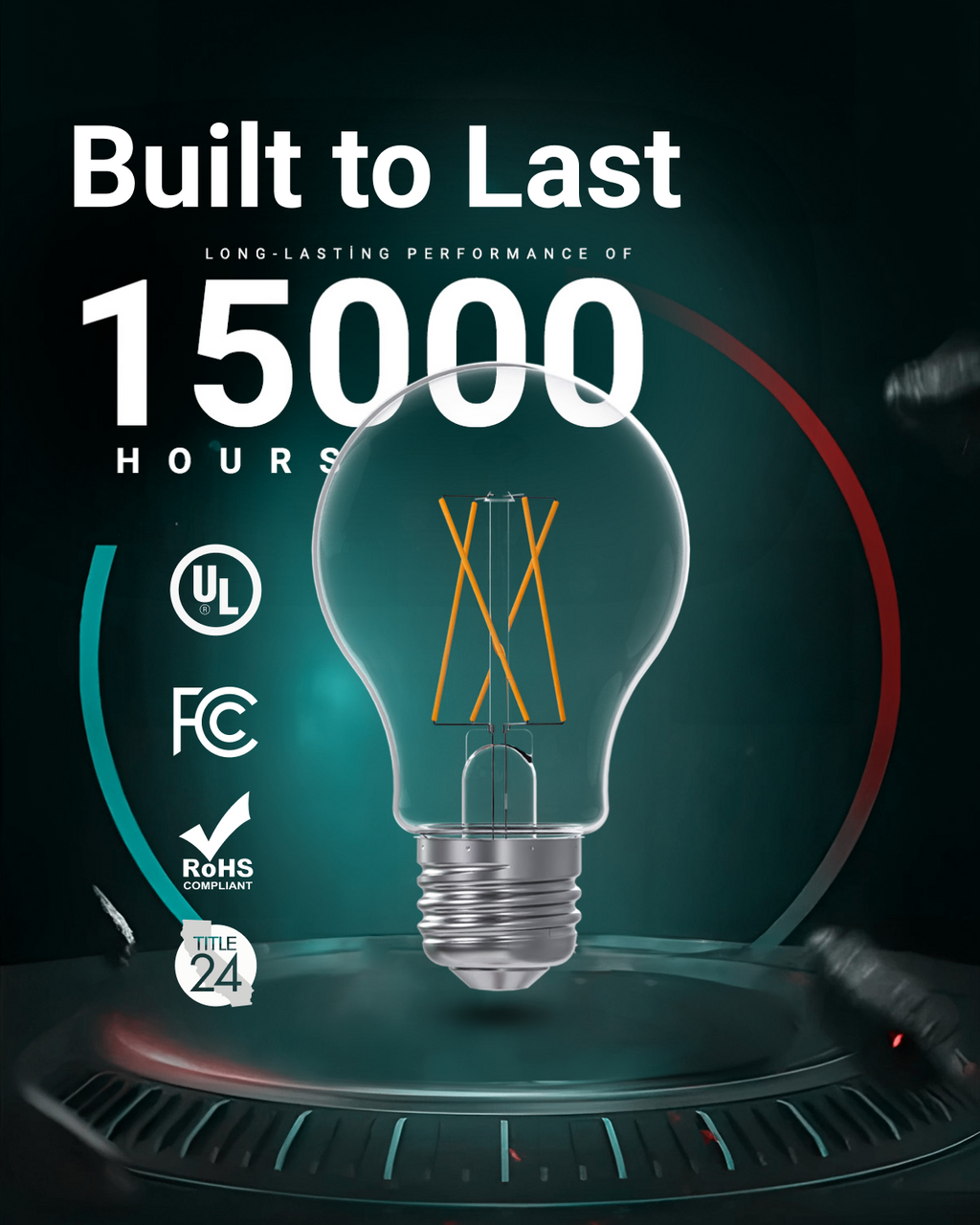 A19 LED Bulb, Filament, Dusk to Dawn Photocell, 9W, 850 Lumens