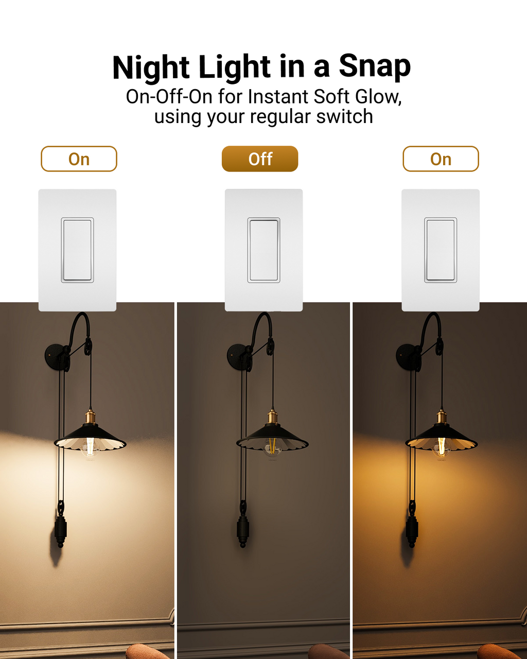 Create an inviting ambience with seamless dimmable capabilities (10%-100%) to match any mood. Instant-on and flicker-free for maximum eye comfort.