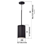 6" Black Finish Cylinder LED Pendant Light, P5048D Series