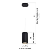 4 3/4" Black Finish Cylinder LED Pendant Light, P4048D Series