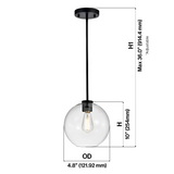 4 3/4" Wide Black & Clear Glass Orb LED Mini Pendant Light, P607D Series