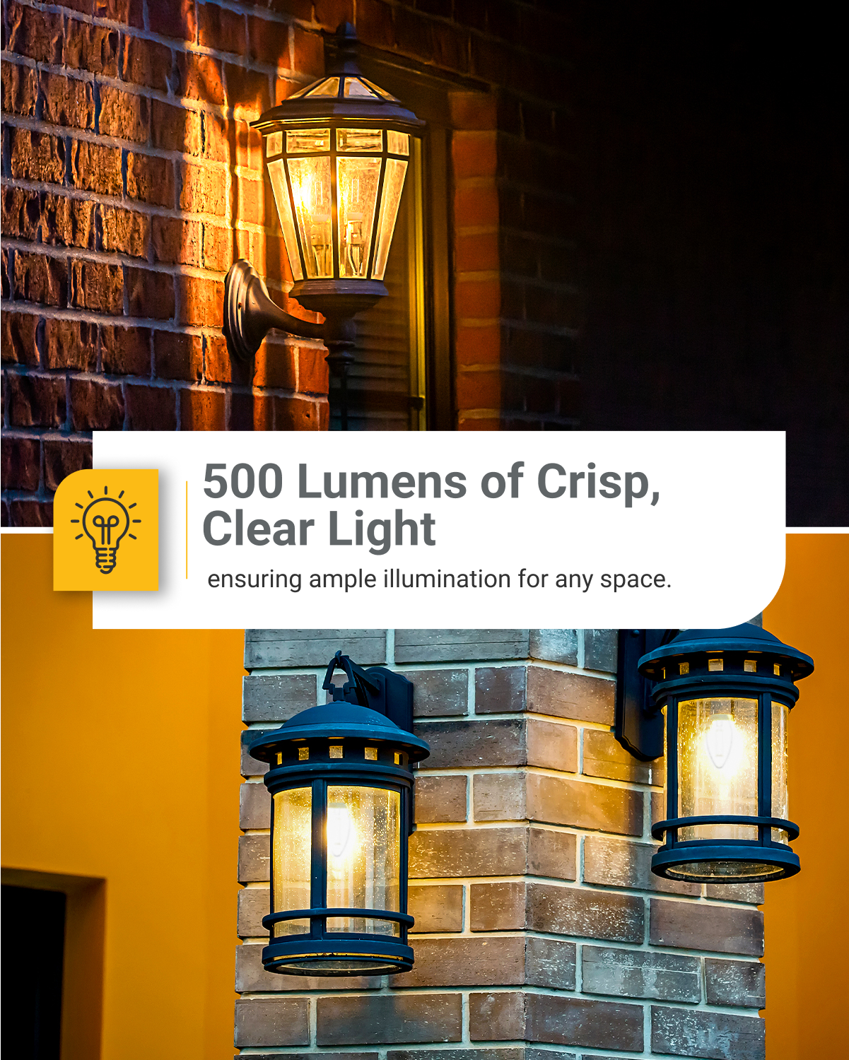 B11 LED Candelabra Bulb, Dusk to Dawn Photocell, Filament, 500 Lumens