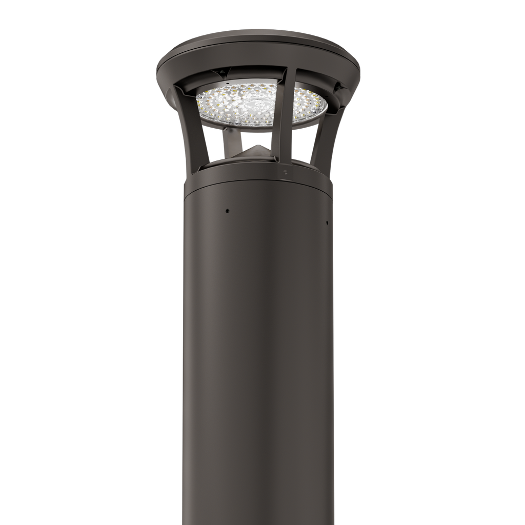 Dark Bronze LED Bollard Light, 24 Inch, Crowned Top, 24W/15W/12W, Selectable Wattage & CCT, 3000 Lumens