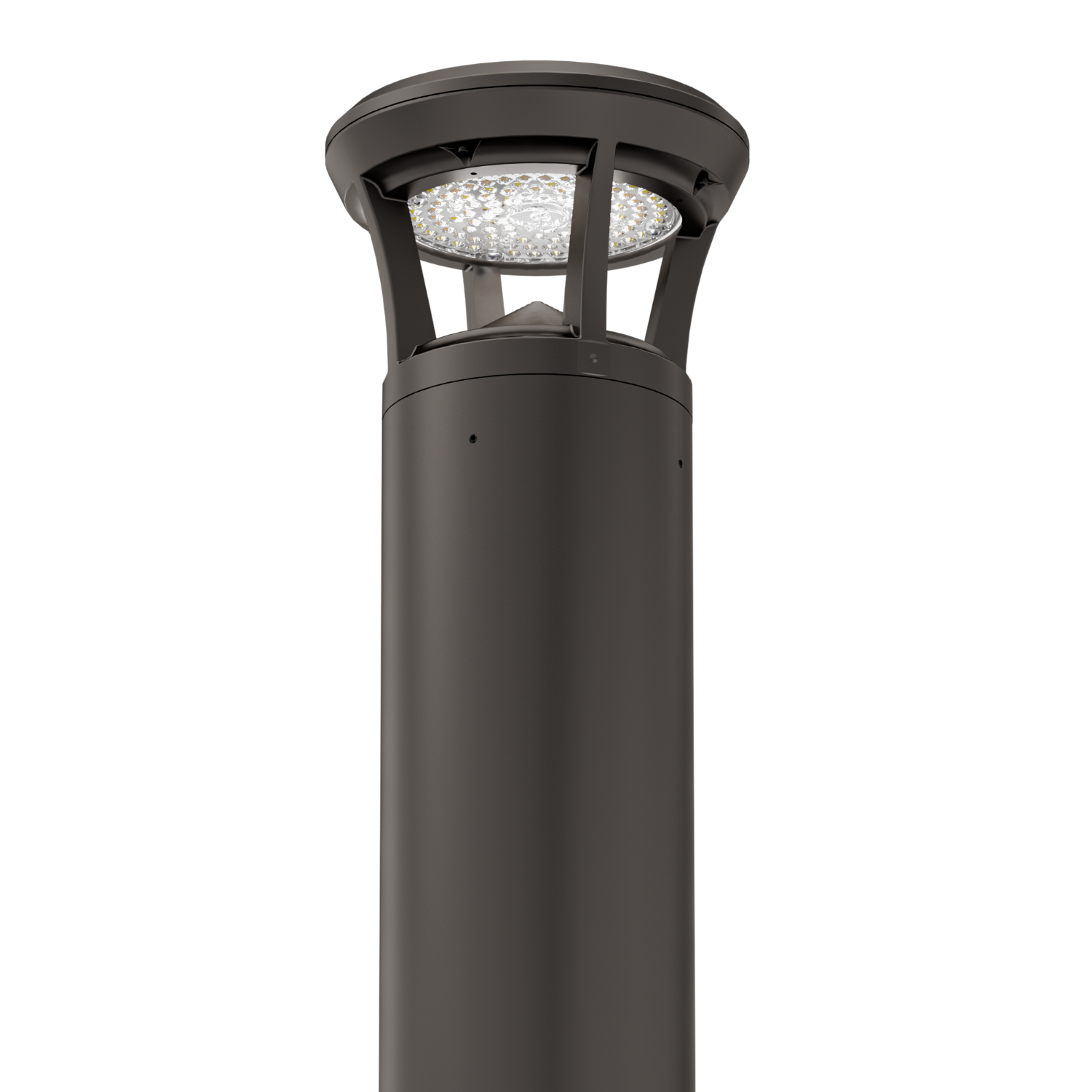 Dark Bronze LED Bollard Light, 24 Inch, Crowned Top, 24W/15W/12W, Selectable Wattage & CCT, 3000 Lumens