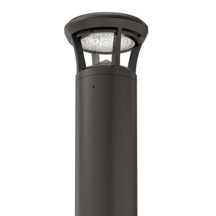 Dark Bronze LED Bollard Light, 24 Inch, Crowned Top, 24W/15W/12W, Selectable Wattage & CCT, 3000 Lumens