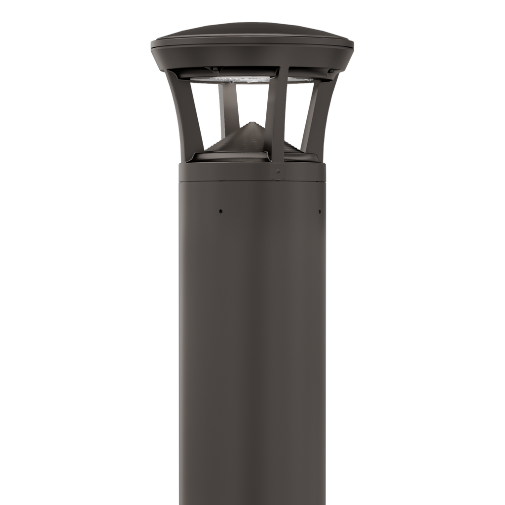 Dark Bronze LED Bollard Light, 24 Inch, Crowned Top, 24W/15W/12W, Selectable Wattage & CCT, 3000 Lumens