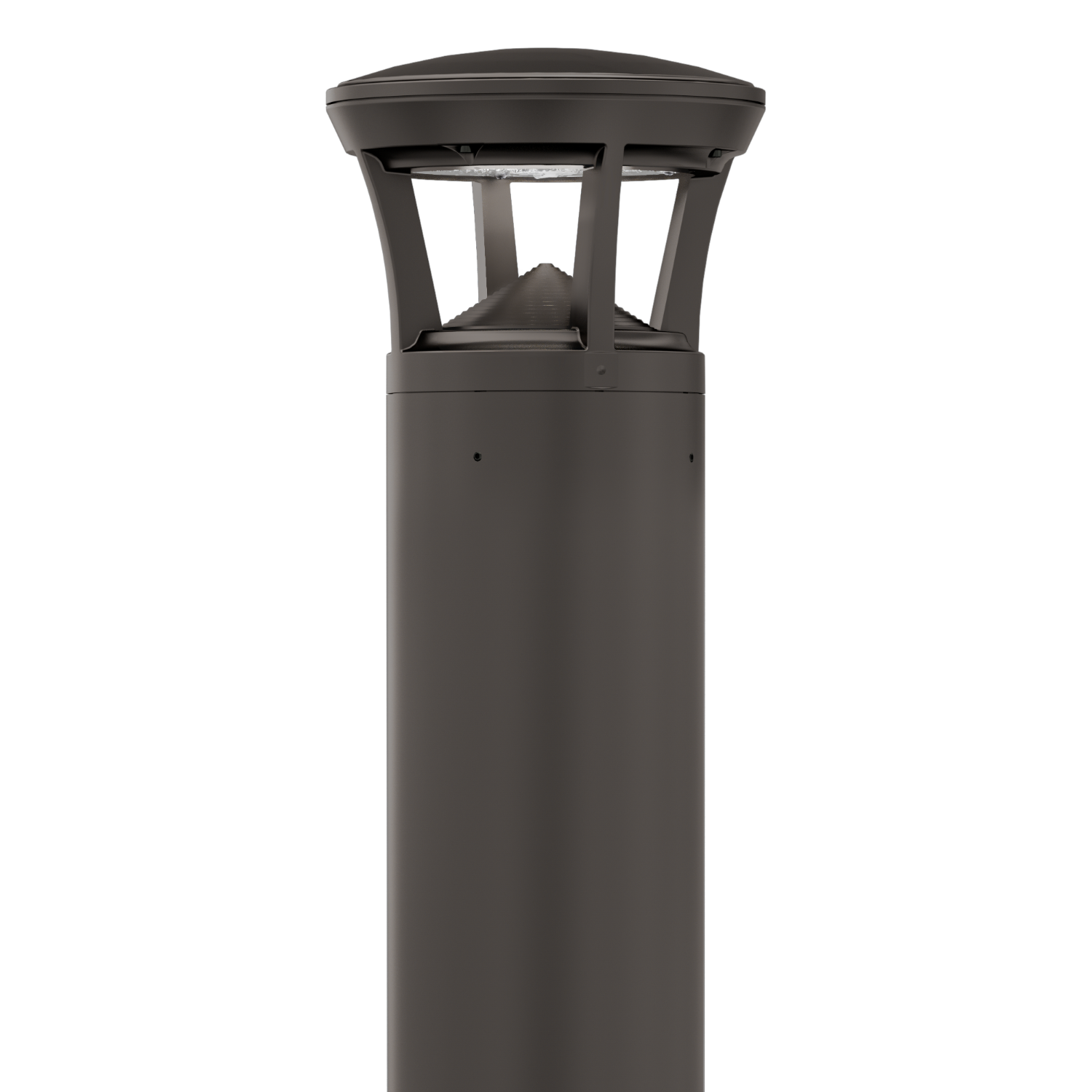 Dark Bronze LED Bollard Light, 24 Inch, Crowned Top, 24W/15W/12W, Selectable Wattage & CCT, 3000 Lumens