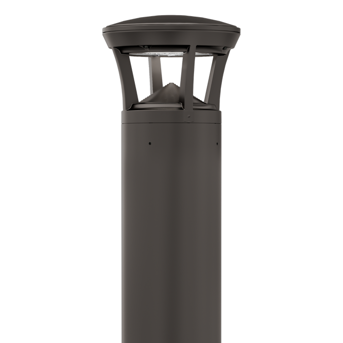 Dark Bronze LED Bollard Light, 24 Inch, Crowned Top, 24W/15W/12W, Selectable Wattage & CCT, 3000 Lumens