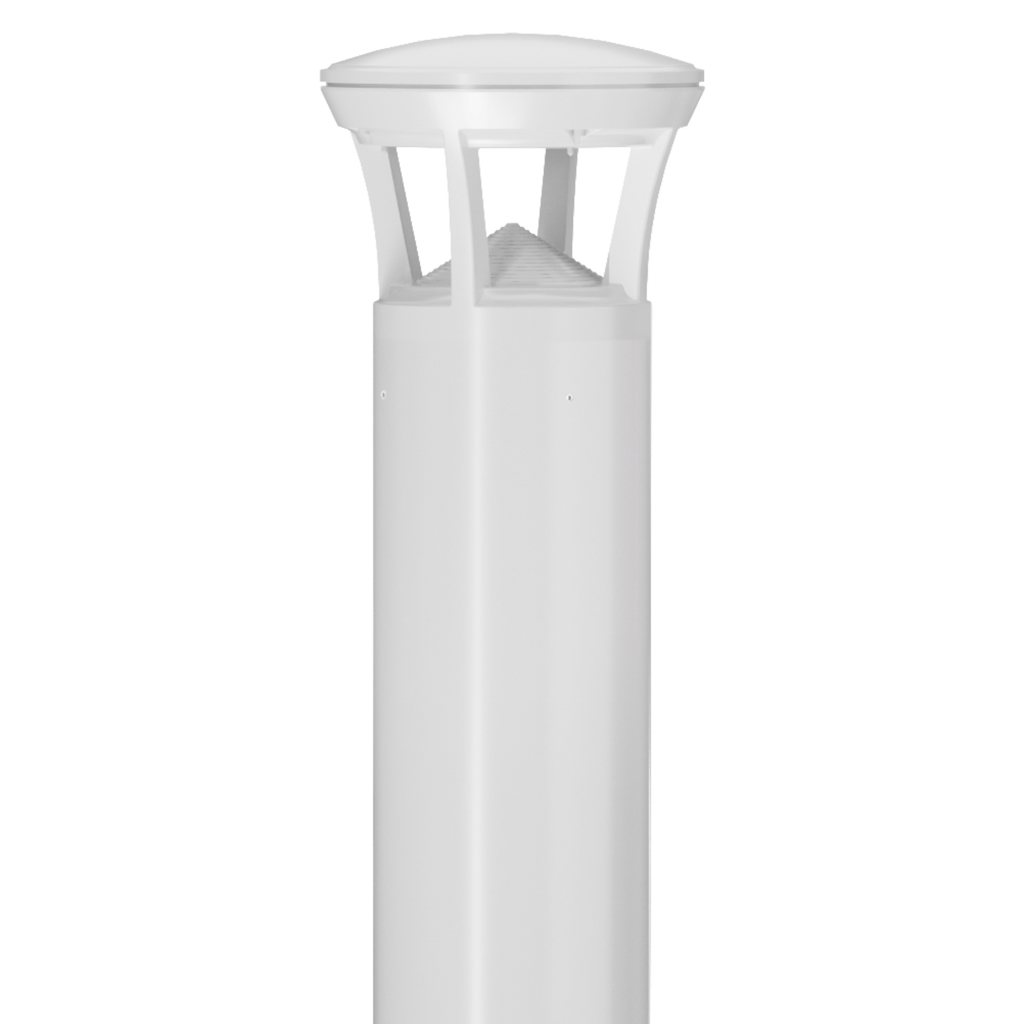 White LED Bollard Light, 24 Inch, Crowned Top, 24W/15W/12W, Selectable Wattage & CCT, 3000 Lumens