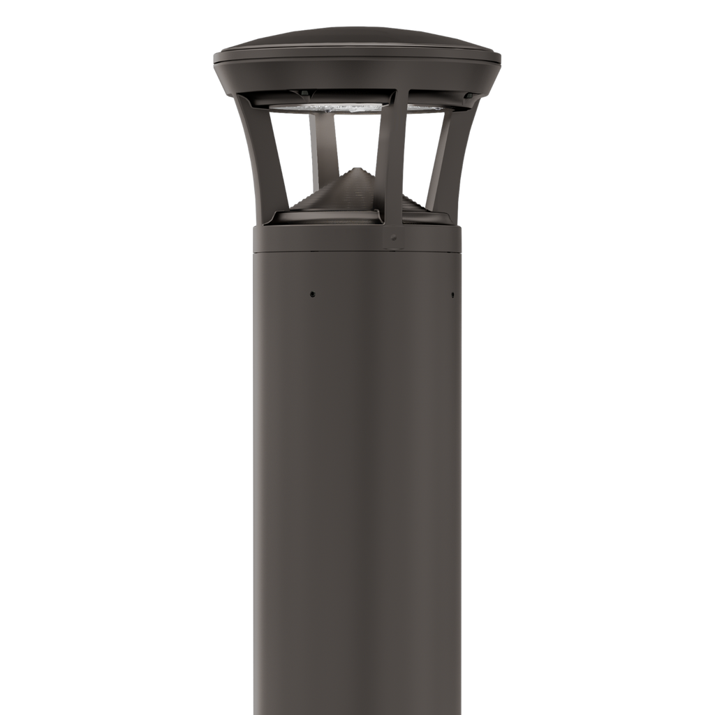 Dark Bronze LED Bollard Light, 36 Inch, Crowned Top, 24W/15W/12W, Selectable Wattage & CCT, 3000 Lumens