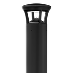Black LED Bollard Light, 36 Inch, Crowned Top, 24W/15W/12W, Selectable Wattage & CCT, 3000 Lumens