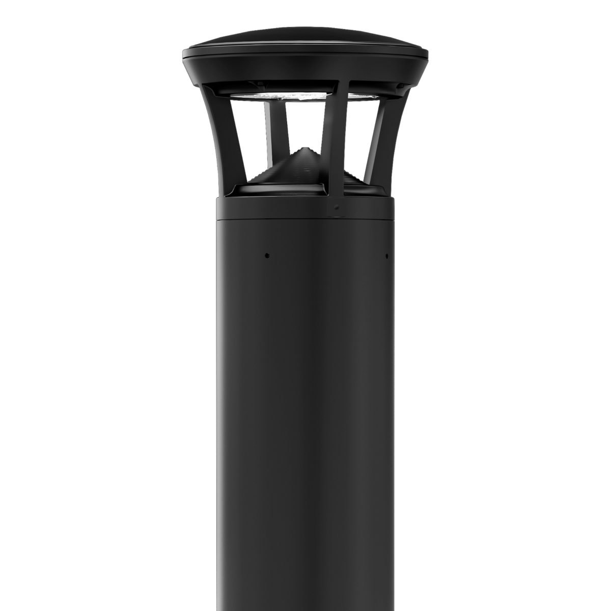 Black LED Bollard Light, 36 Inch, Crowned Top, 24W/15W/12W, Selectable Wattage & CCT, 3000 Lumens