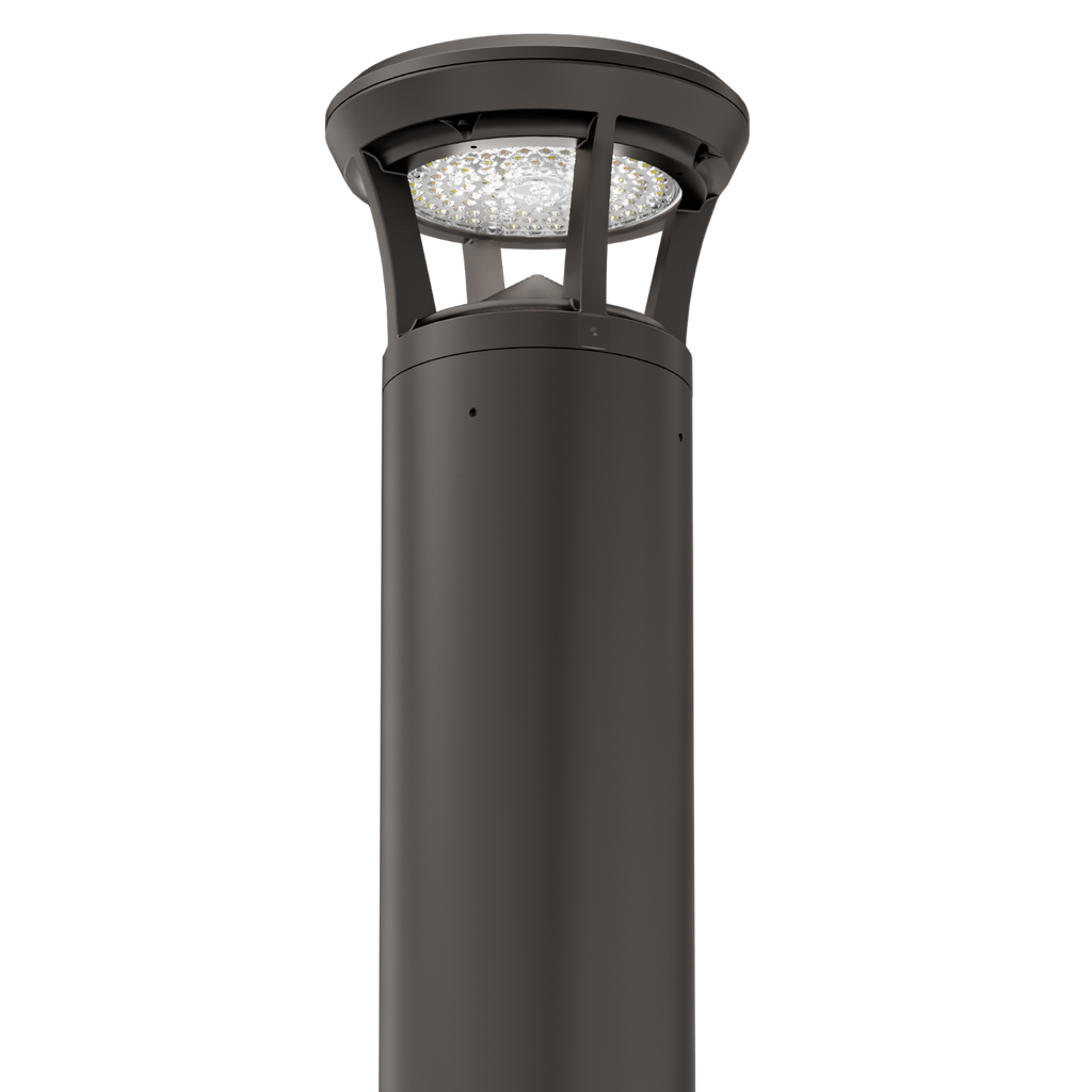 Dark Bronze LED Bollard Light, 42 Inch, Crowned Top, 24W/15W/12W, Selectable Wattage & CCT, 3000 Lumens