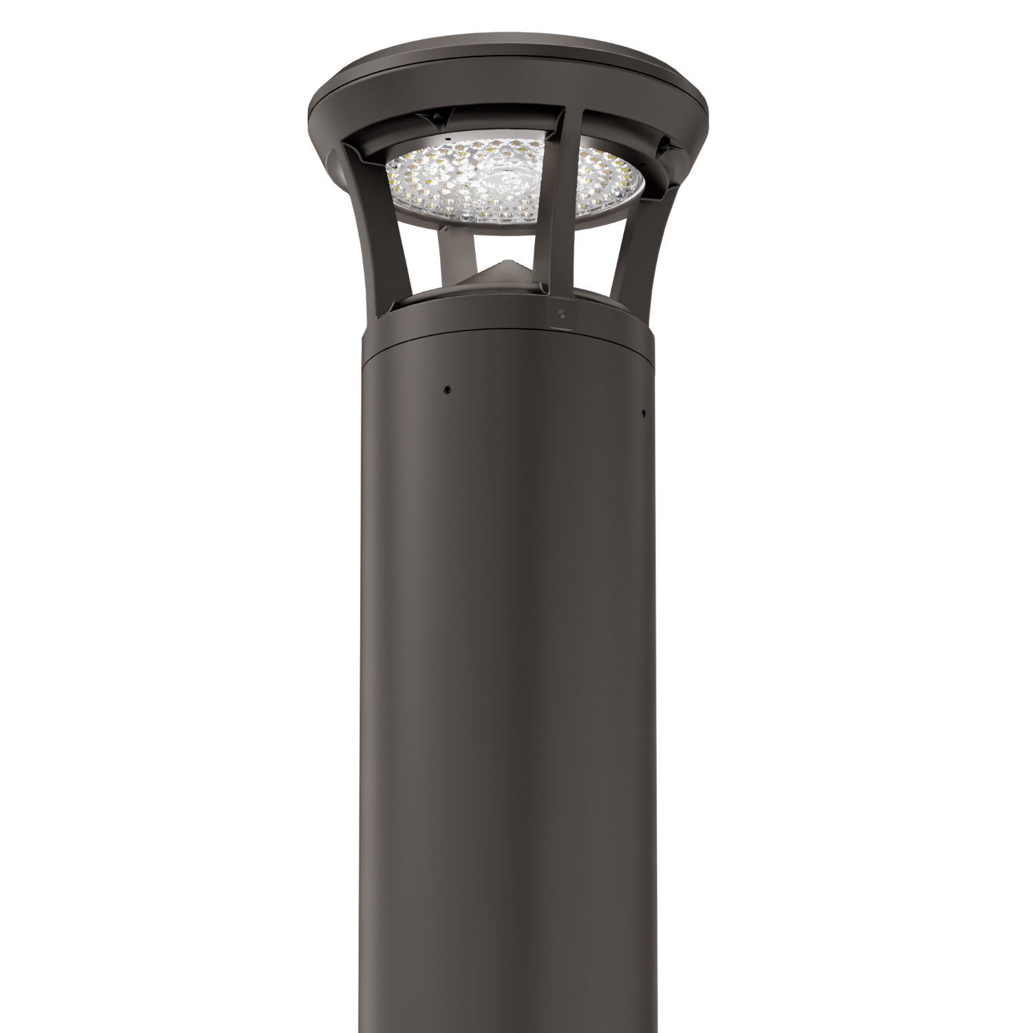Dark Bronze LED Bollard Light, 42 Inch, Crowned Top, 24W/15W/12W, Selectable Wattage & CCT, 3000 Lumens