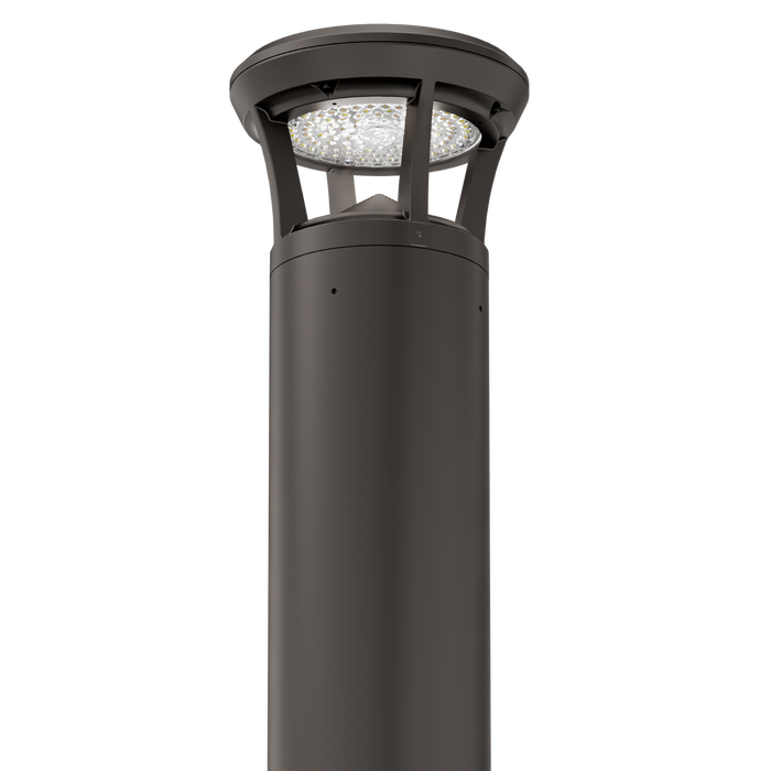 Dark Bronze LED Bollard Light, 42 Inch, Crowned Top, 24W/15W/12W, Selectable Wattage & CCT, 3000 Lumens