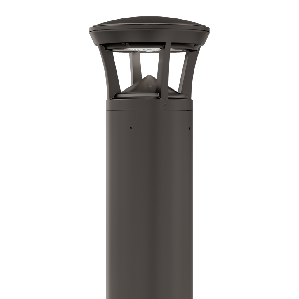 Dark Bronze LED Bollard Light, 42 Inch, Crowned Top, 24W/15W/12W, Selectable Wattage & CCT, 3000 Lumens