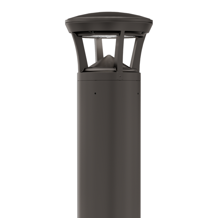 Dark Bronze LED Bollard Light, 42 Inch, Crowned Top, 24W/15W/12W, Selectable Wattage & CCT, 3000 Lumens