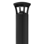 Black LED Bollard Light, 42 Inch, Crowned Top, 24W/15W/12W, Selectable Wattage & CCT, 3000 Lumens