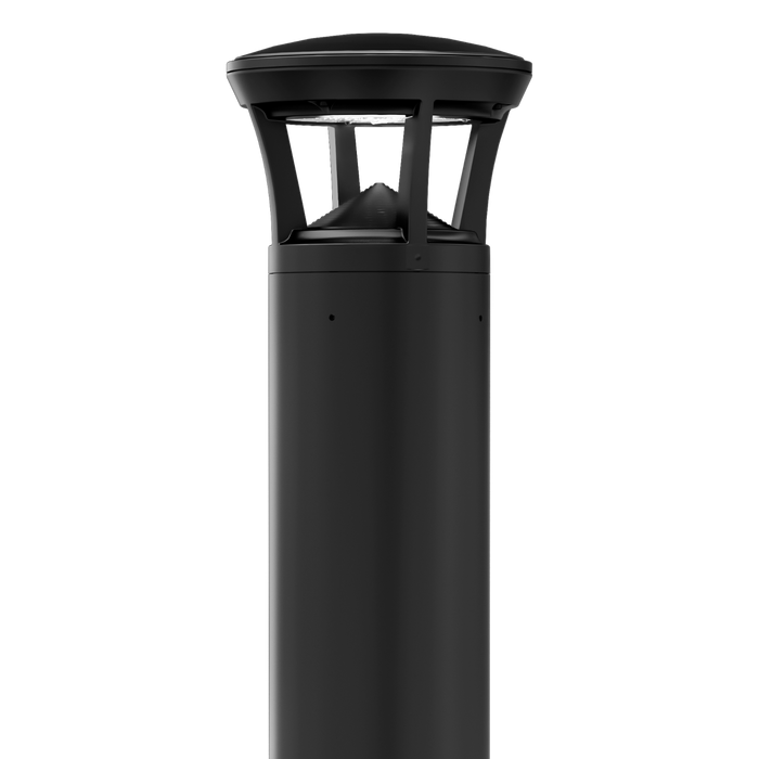 Black LED Bollard Light, 42 Inch, Crowned Top, 24W/15W/12W, Selectable Wattage & CCT, 3000 Lumens