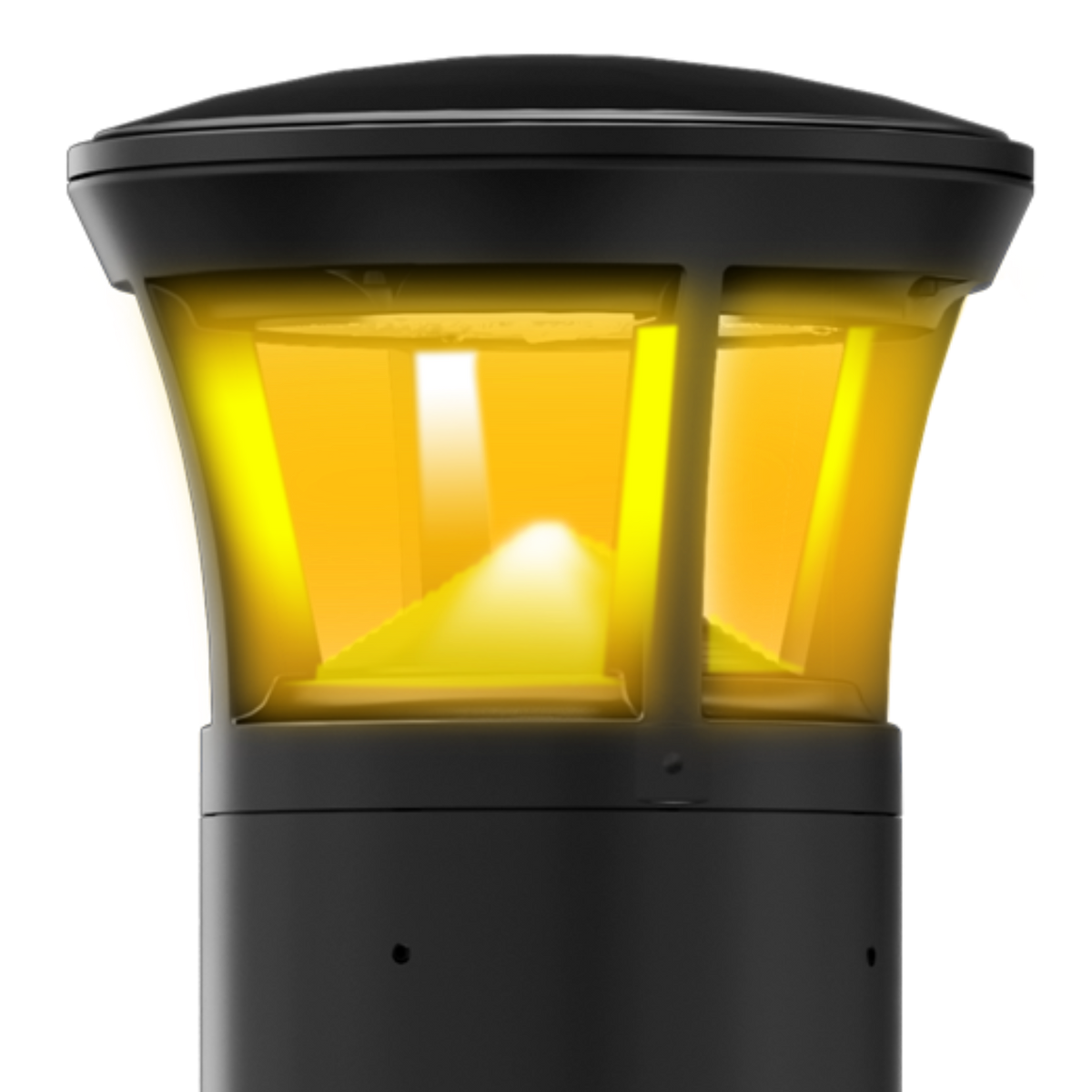Black LED Bollard Light, 36 Inch, Crowned Top, 24W/15W/12W, Selectable Wattage & CCT, 3000 Lumens