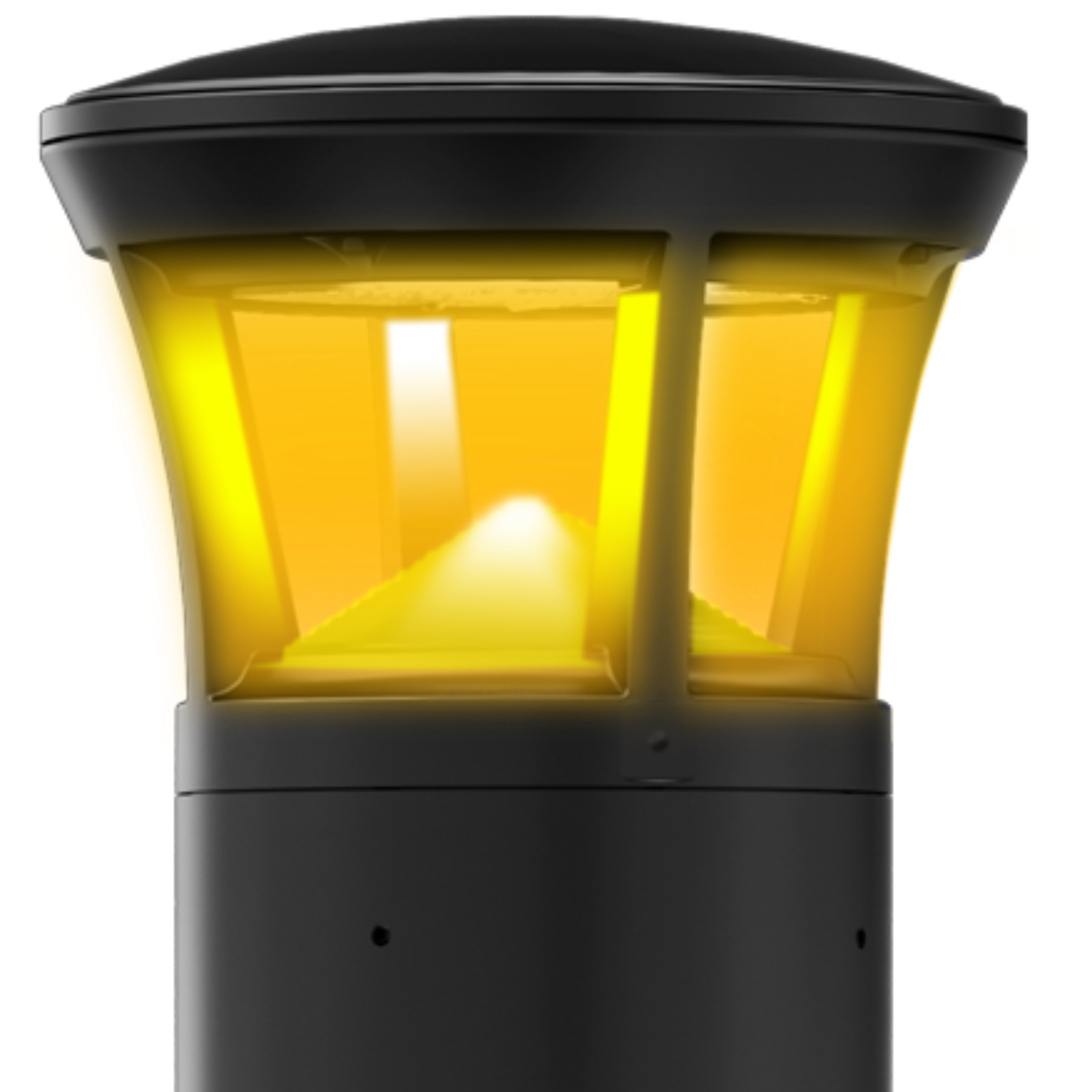 Black LED Bollard Light, 42 Inch, Crowned Top, 24W/15W/12W, Selectable Wattage & CCT, 3000 Lumens