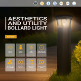 Dark Bronze LED Bollard Light, 24 Inch, Crowned Top, 24W/15W/12W, Selectable Wattage & CCT, 3000 Lumens