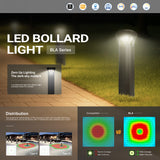 Dark Bronze LED Bollard Light, 24 Inch, Crowned Top, 24W/15W/12W, Selectable Wattage & CCT, 3000 Lumens