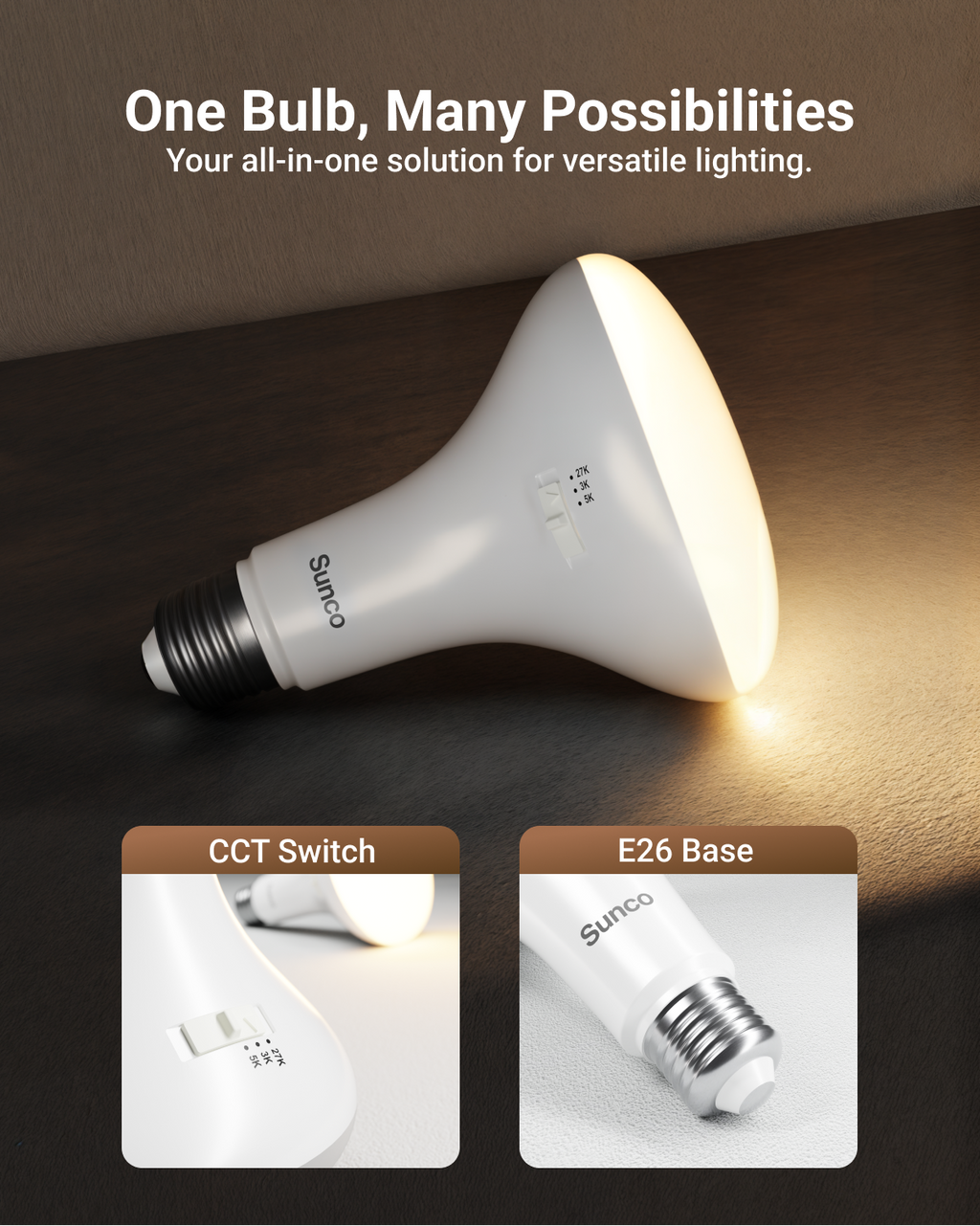 BR30 LED Bulb, Selectable CCT, 850 Lumens