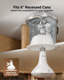 Fits 6" recessed cans. Our BR40s give off sunlight-like quality for true color rendering.