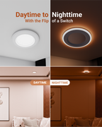 Simply flip the light switch twice to activate the 2000K night light. Both the downlight and night light are dimmable (10%-100%) as well.