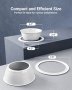 trim body, detachable ring, and labeled measurements of baffle trim