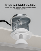 Trim being mounted inside a recessed can housing with “Simple and Quick Installation” text