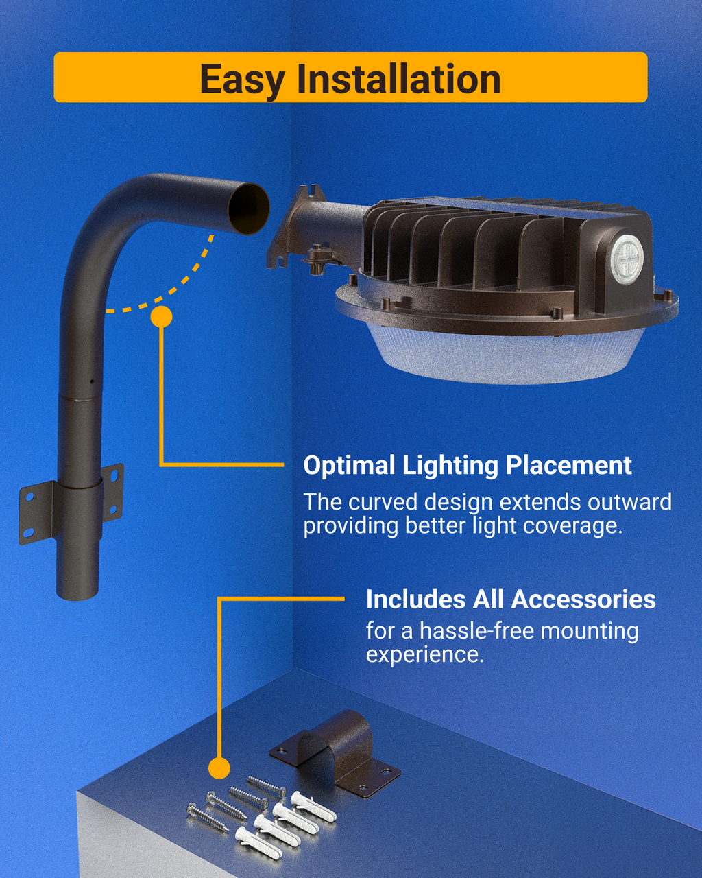 Install in two ways by mounting it or using a pole.
